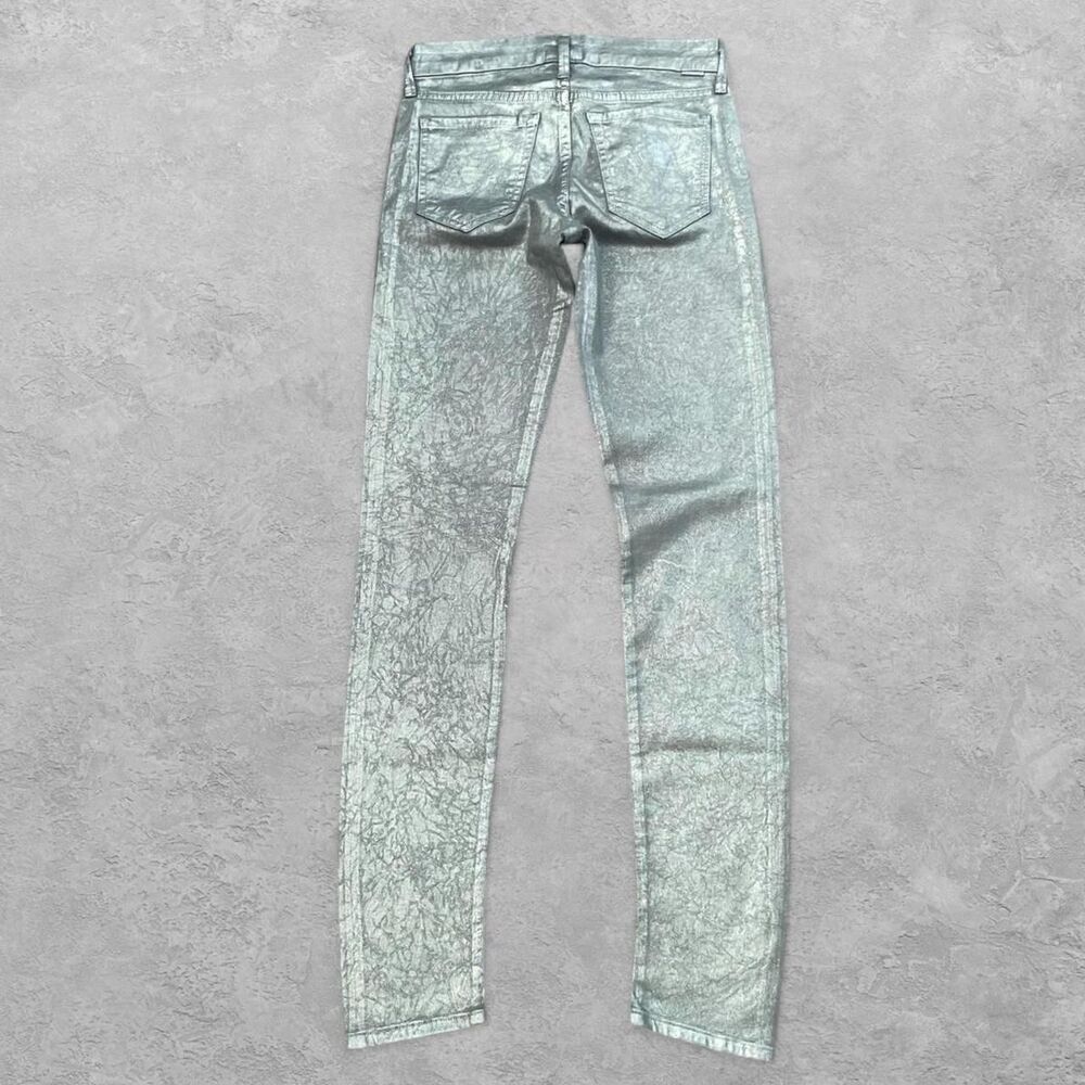 MOTHER The Looker Metallic Skinny Jeans 24 Gray Space Age Futuristic Clubwear